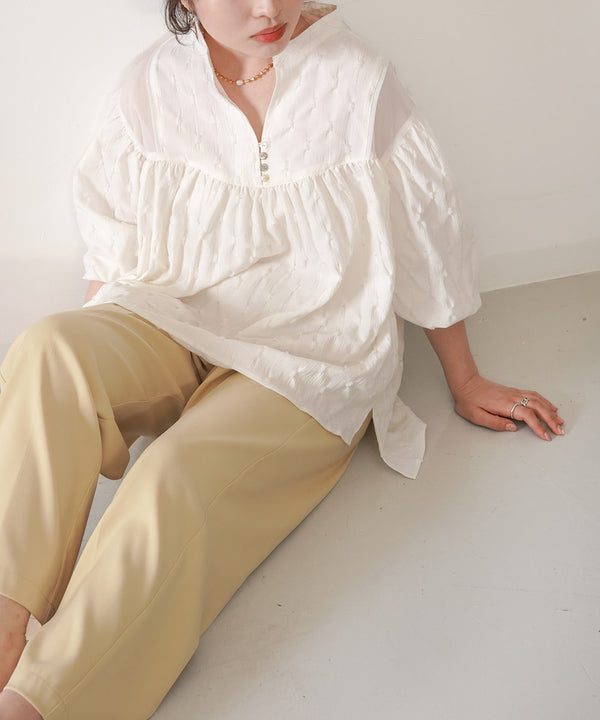 SHEER GATHERED BLOUSE