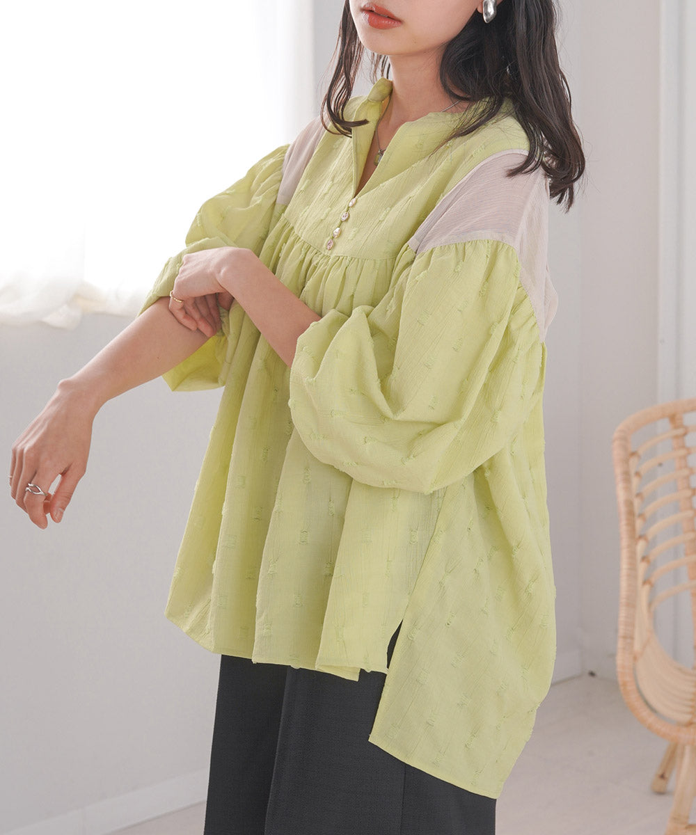 SHEER GATHERED BLOUSE