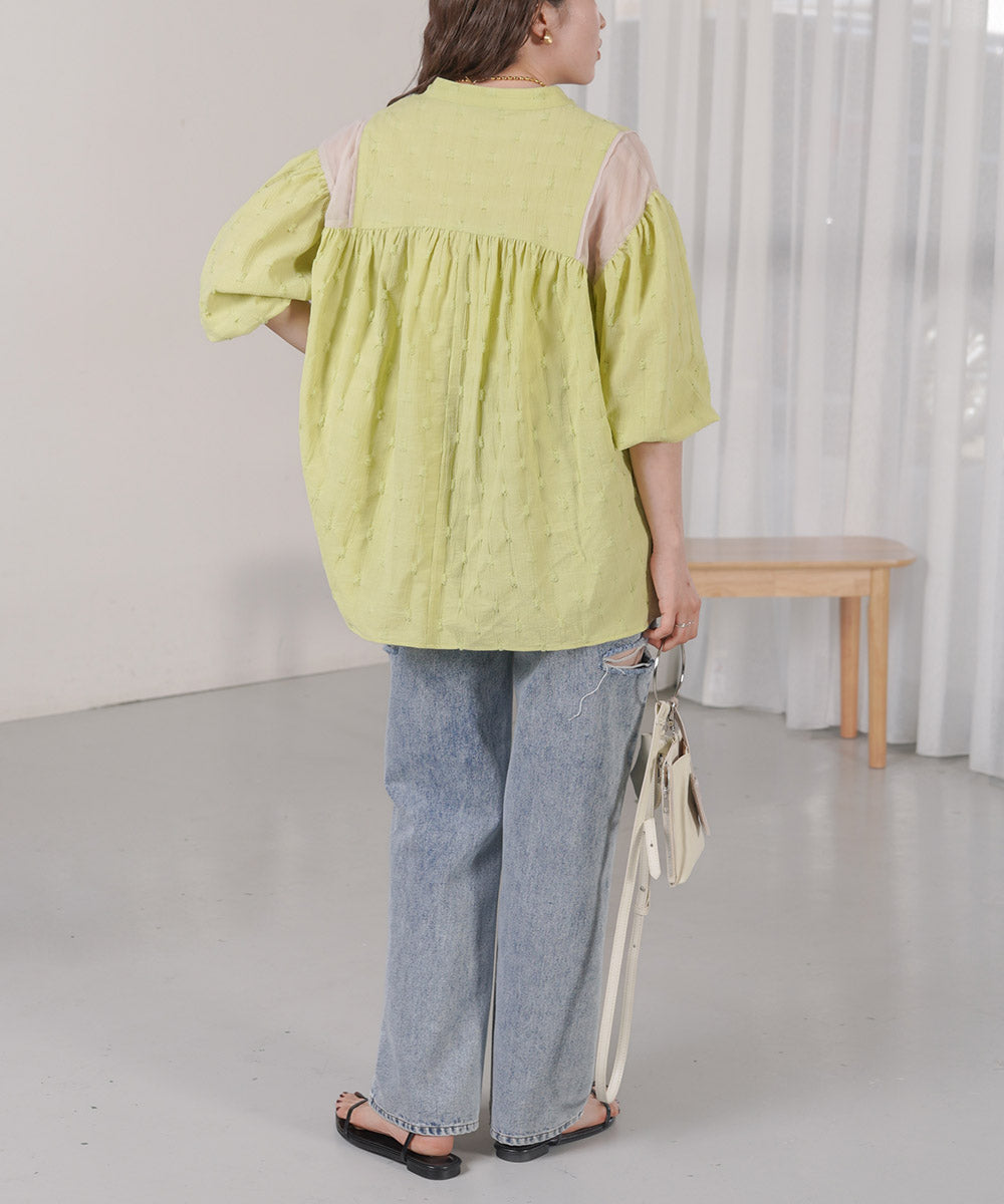 SHEER GATHERED BLOUSE