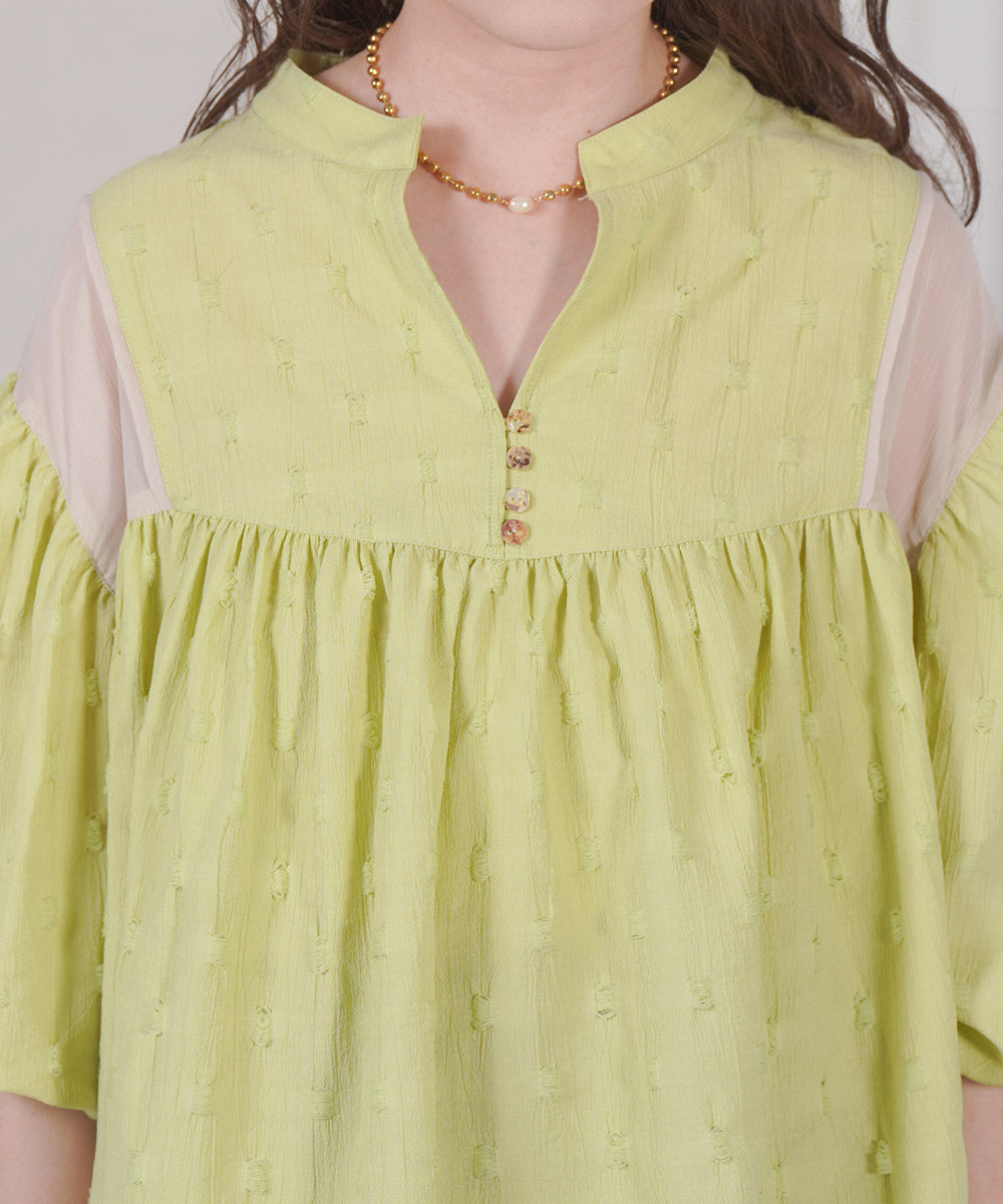 SHEER GATHERED BLOUSE