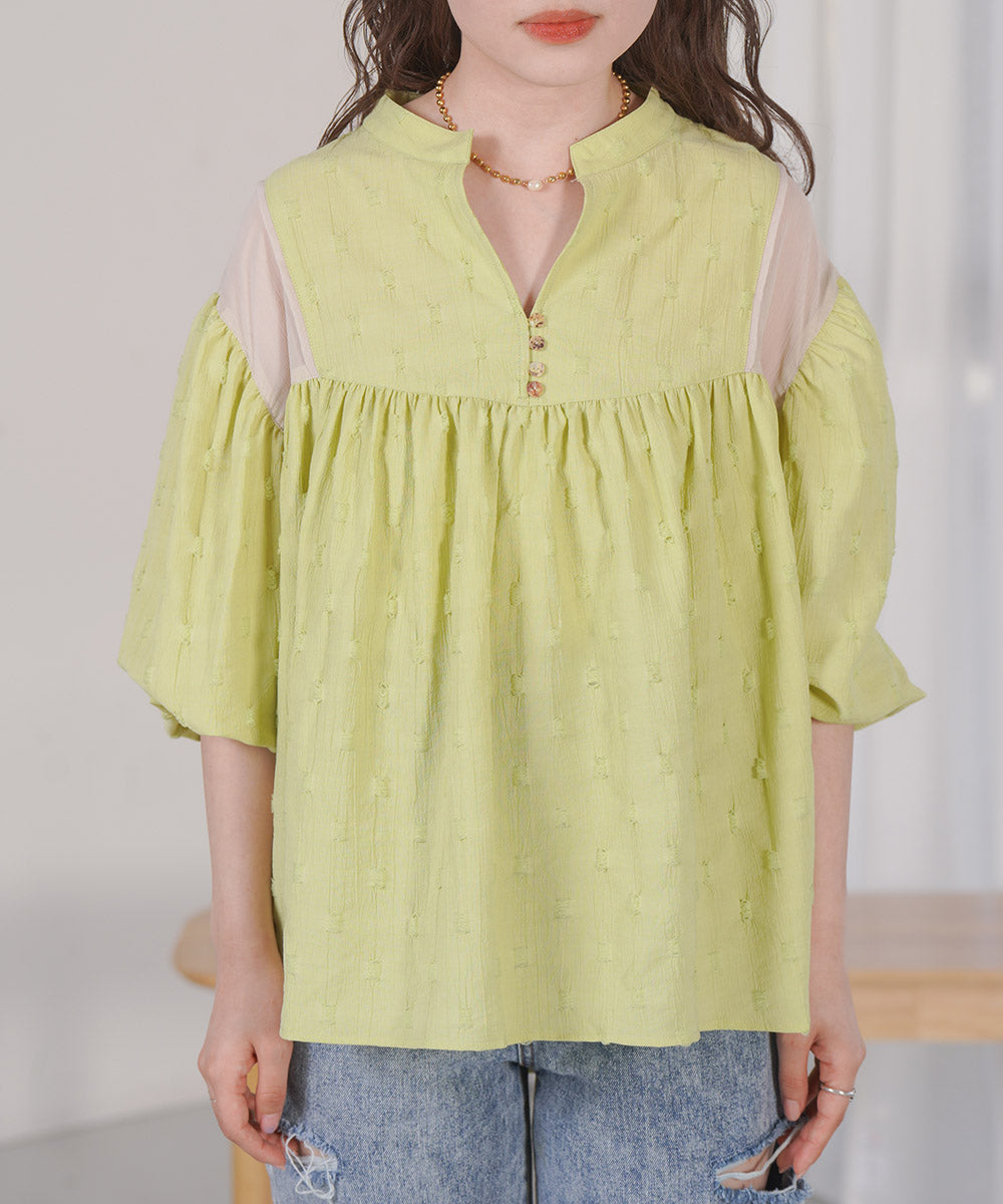 SHEER GATHERED BLOUSE