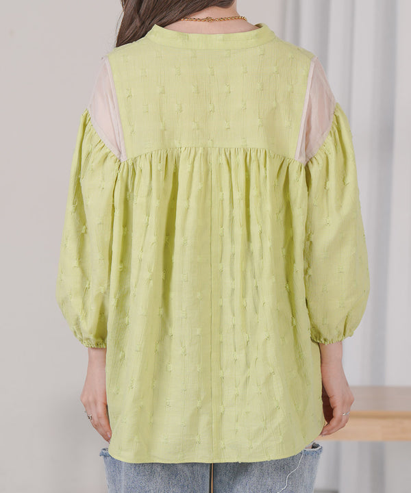 SHEER GATHERED BLOUSE
