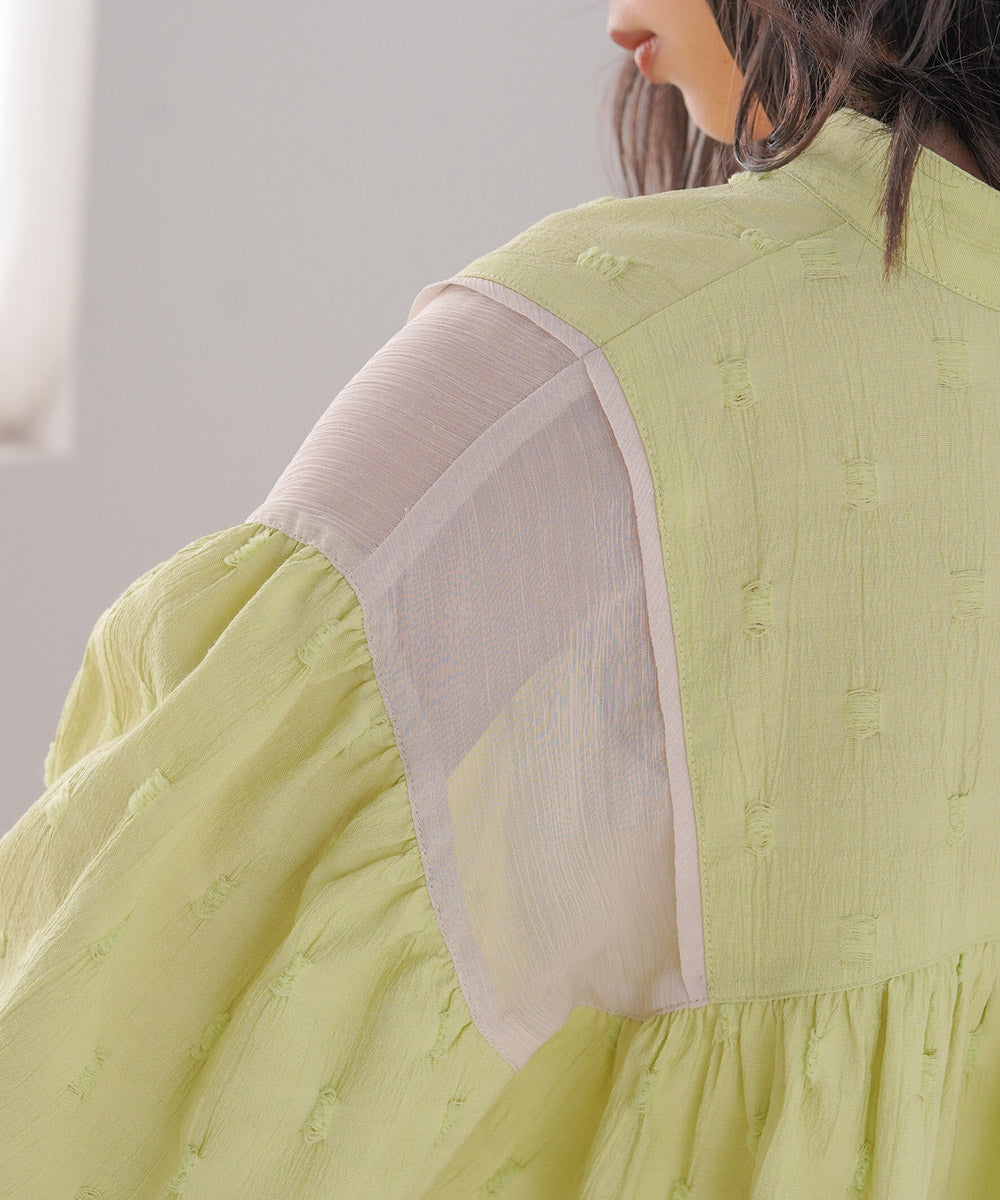 SHEER GATHERED BLOUSE