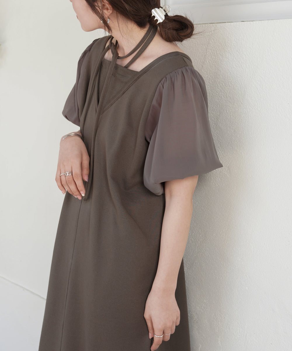 LAYERED SLEEVE PUFF ONEPIECE