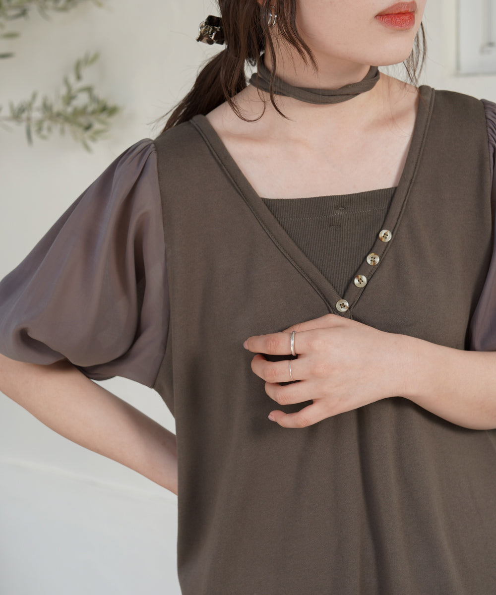 LAYERED SLEEVE PUFF ONEPIECE