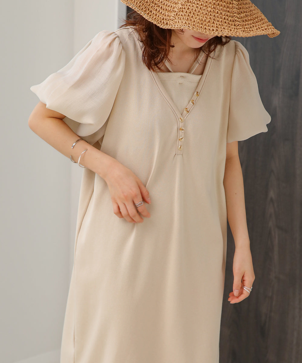 LAYERED SLEEVE PUFF ONEPIECE