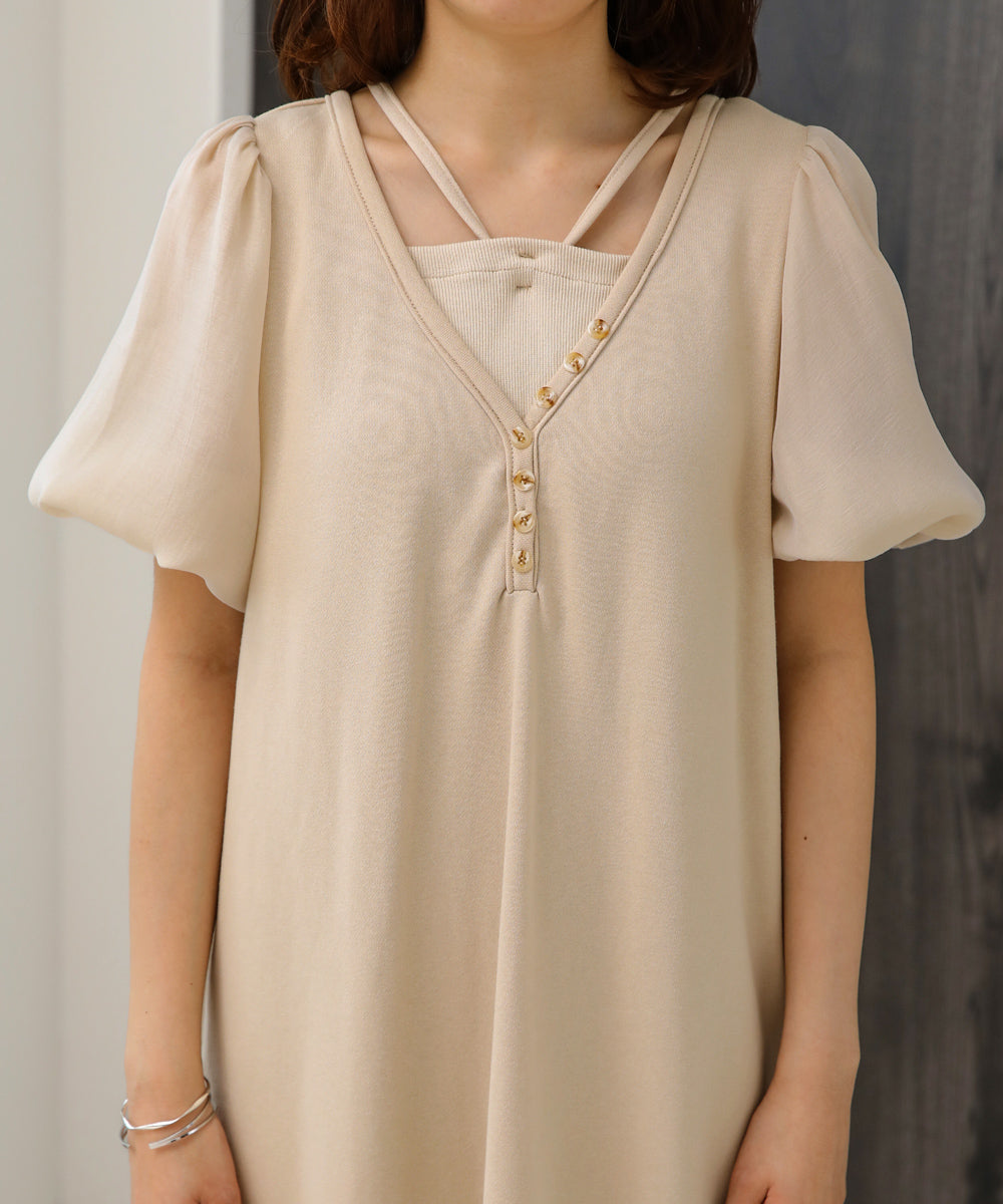 LAYERED SLEEVE PUFF ONEPIECE