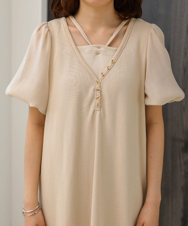 LAYERED SLEEVE PUFF ONEPIECE