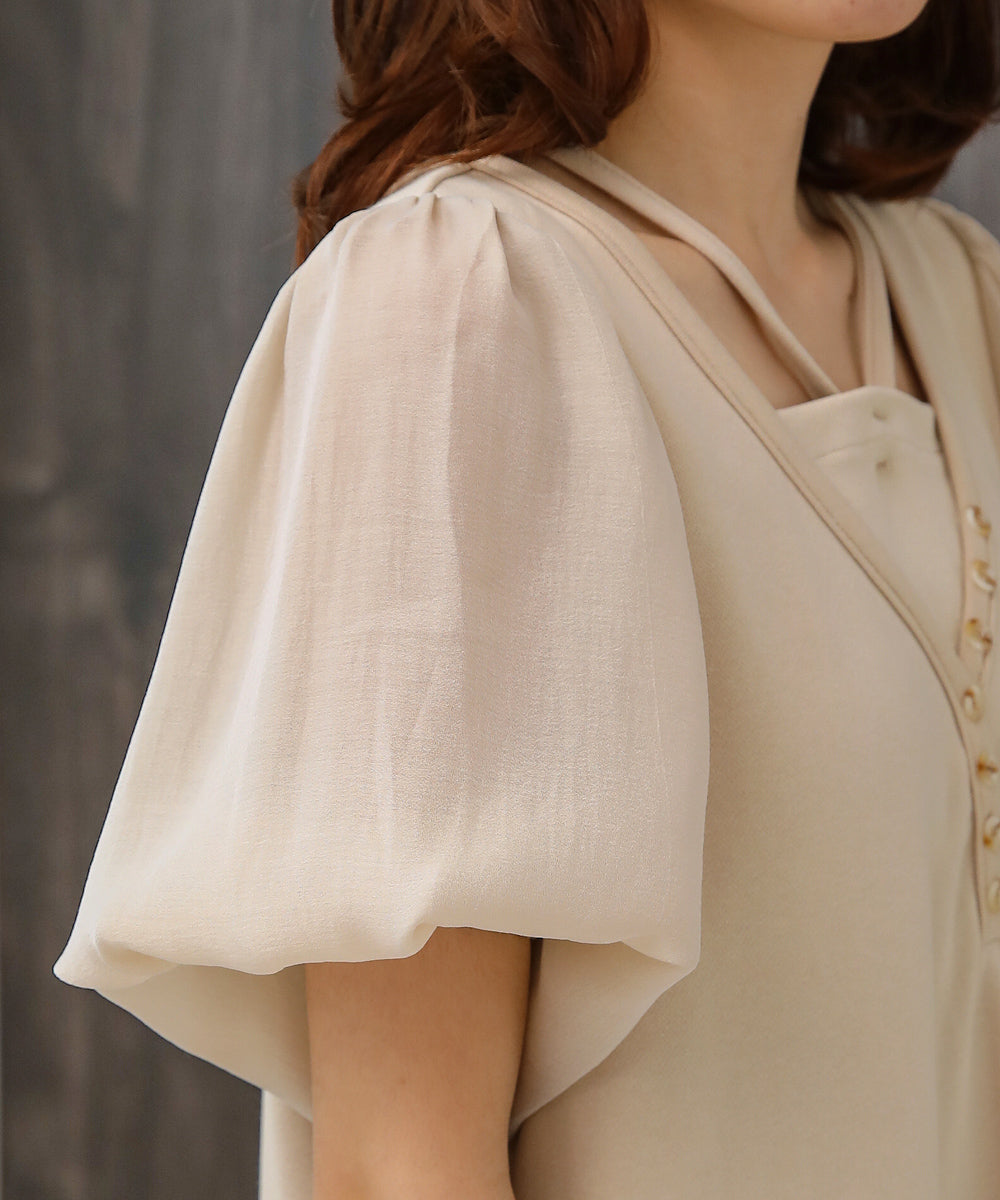 LAYERED SLEEVE PUFF ONEPIECE
