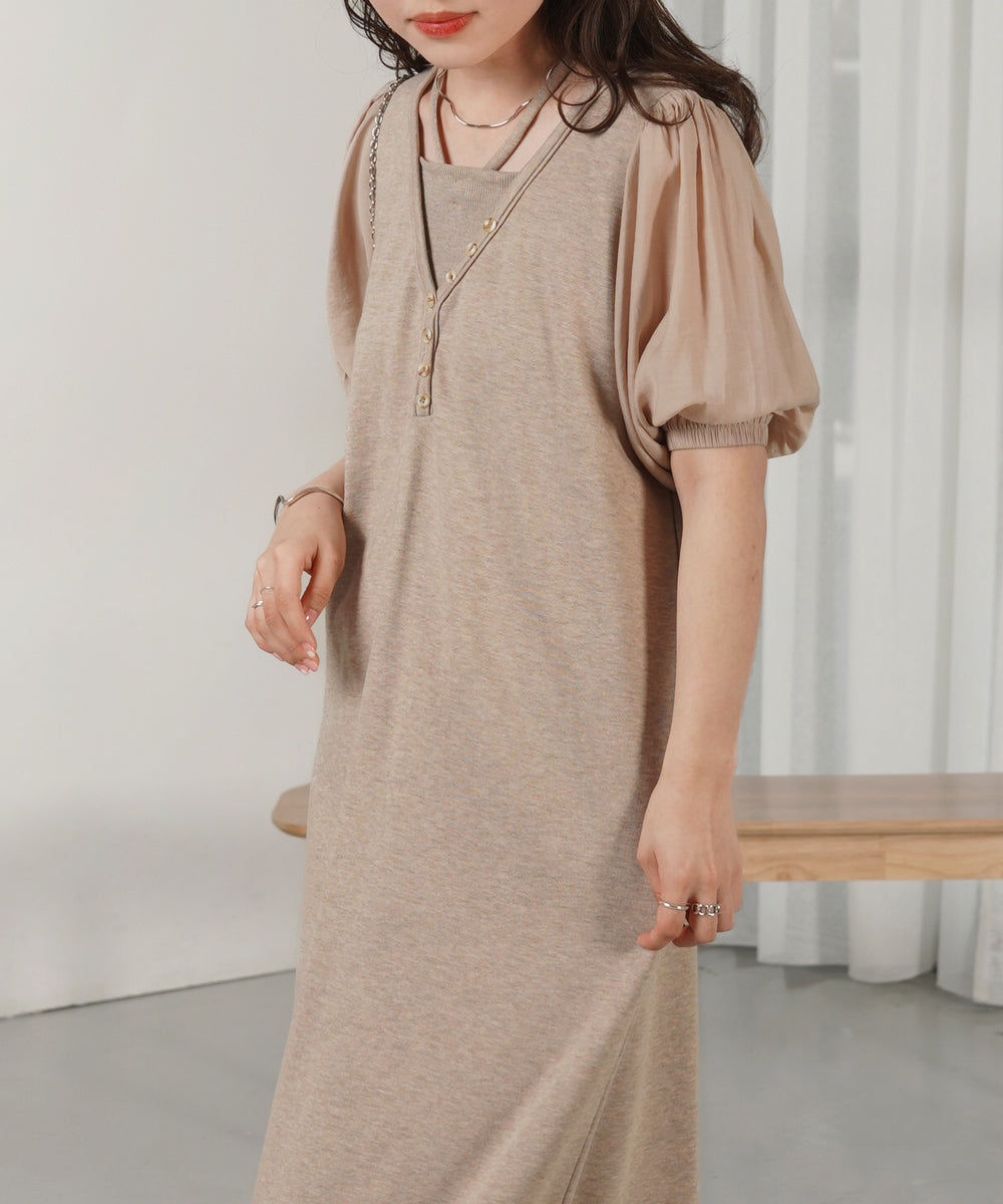 LAYERED SLEEVE PUFF ONEPIECE