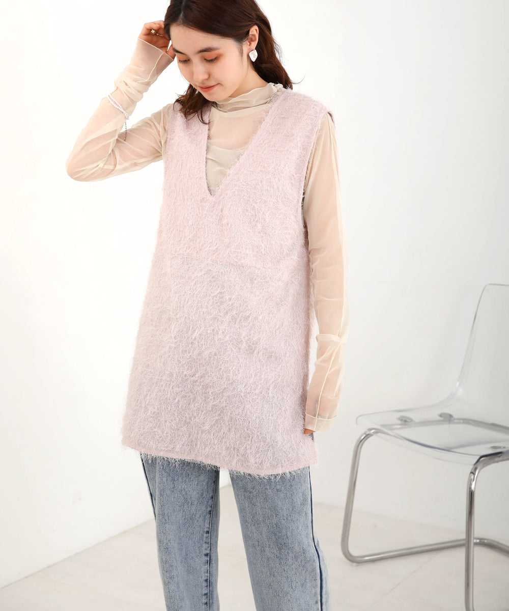 SHEER SHAGGY VEST