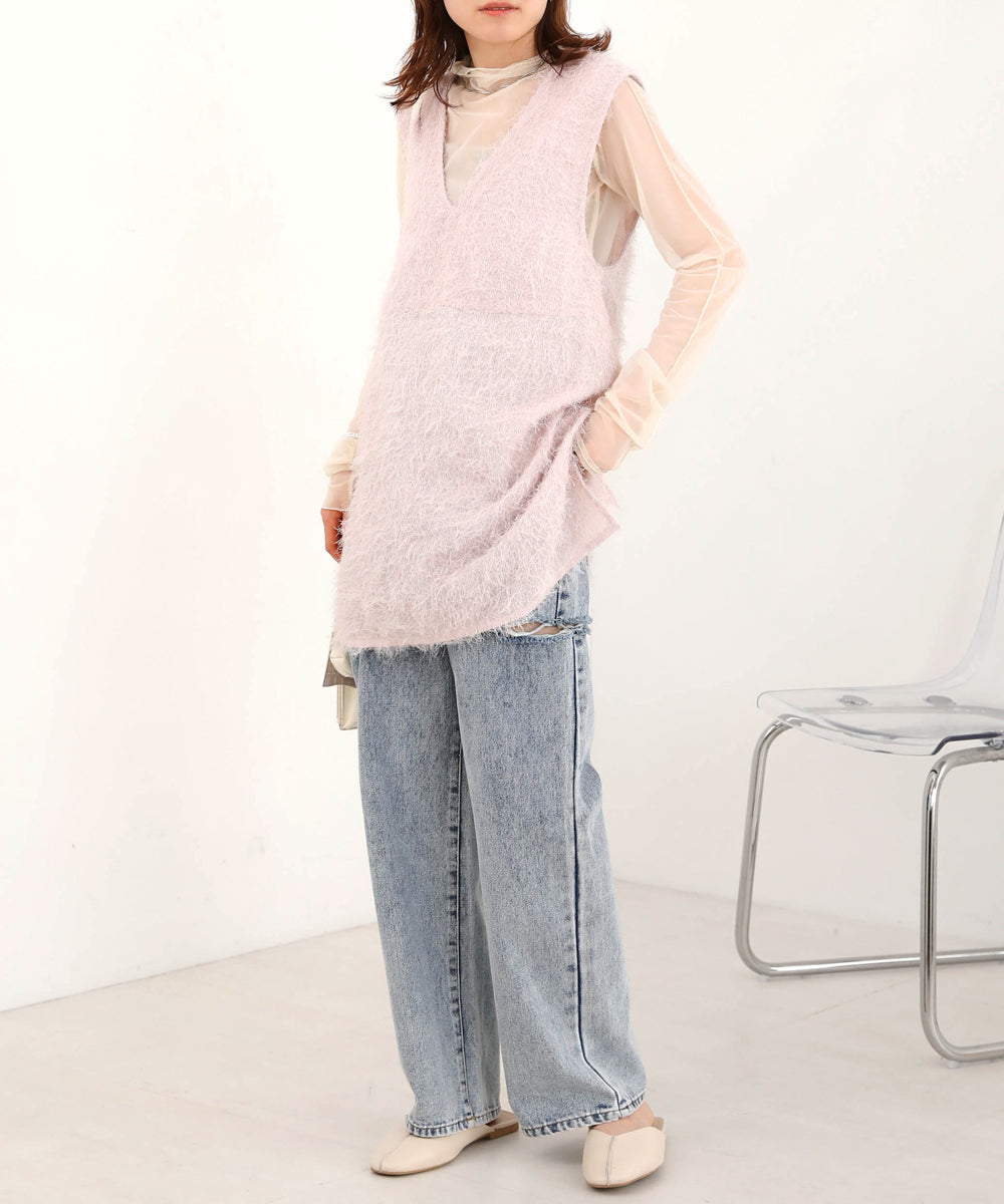 SHEER SHAGGY VEST