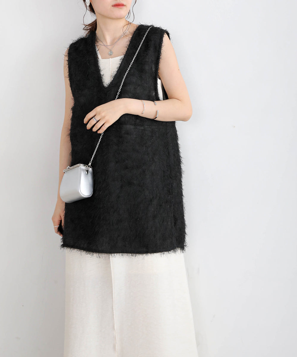 SHEER SHAGGY VEST