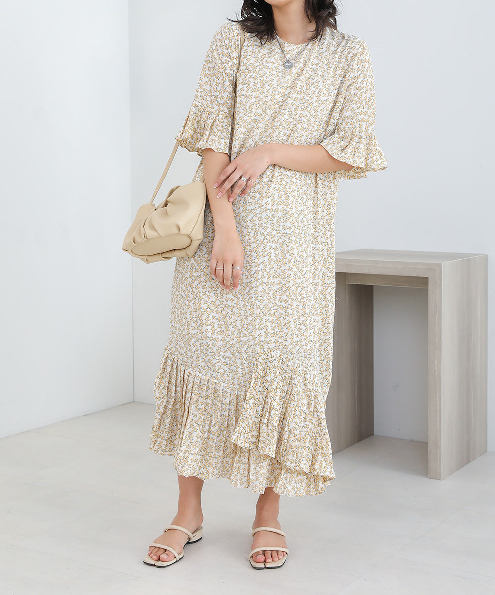 ASYMMETRIC HEM PLEATED ONEPIECE