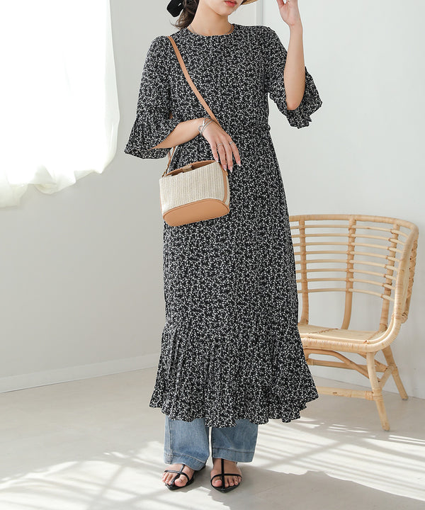 ASYMMETRIC HEM PLEATED ONEPIECE