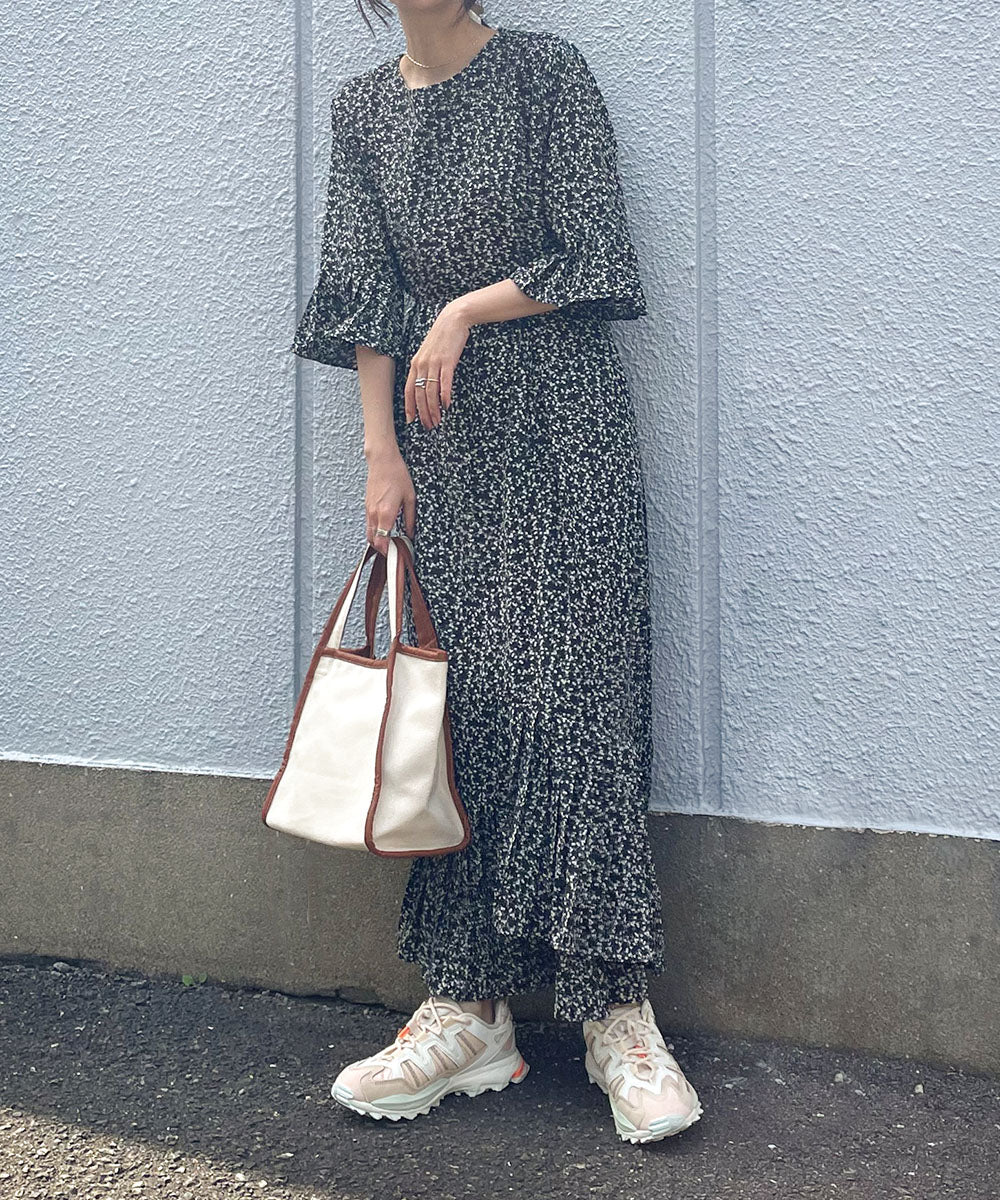 ASYMMETRIC HEM PLEATED ONEPIECE