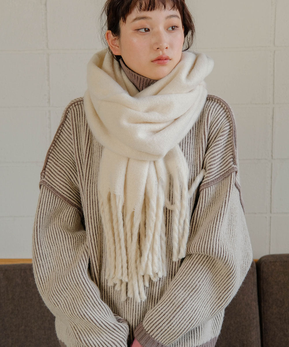 knit muffler(beige) / ニット マフラー(ベージュ）-