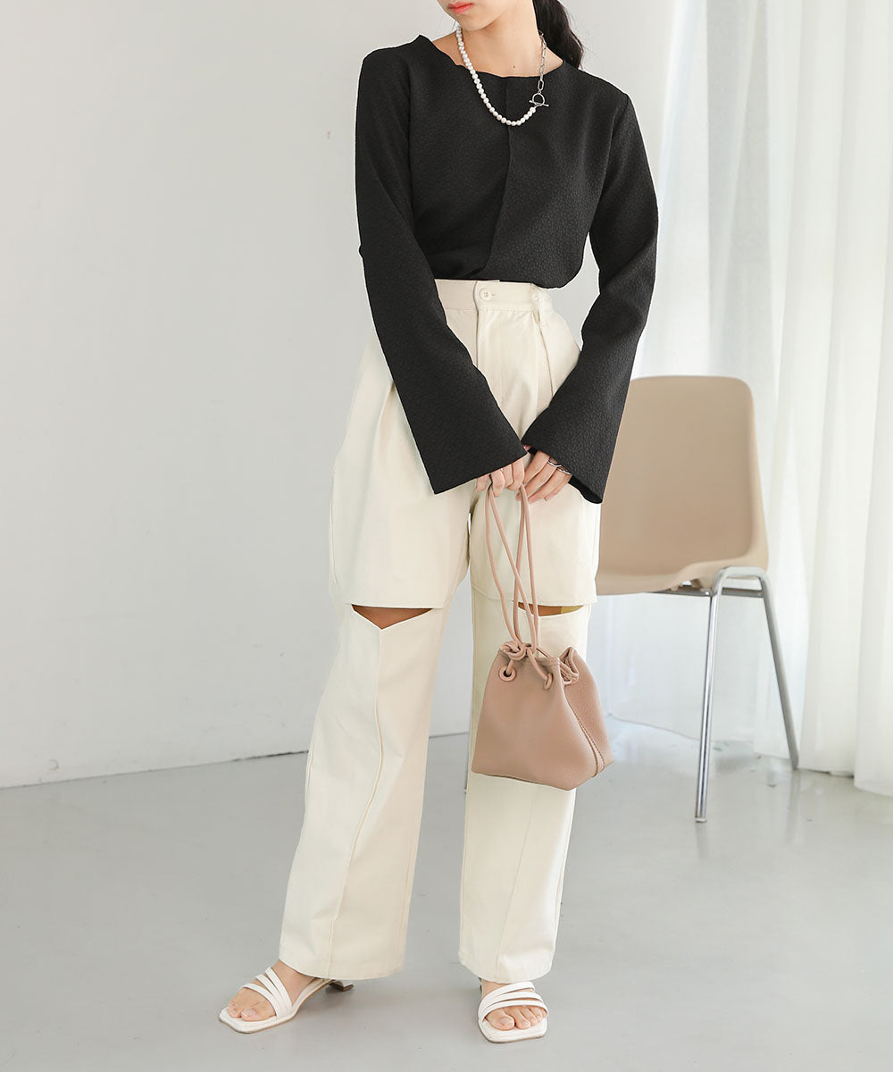 KNEE-SLIT PANTS