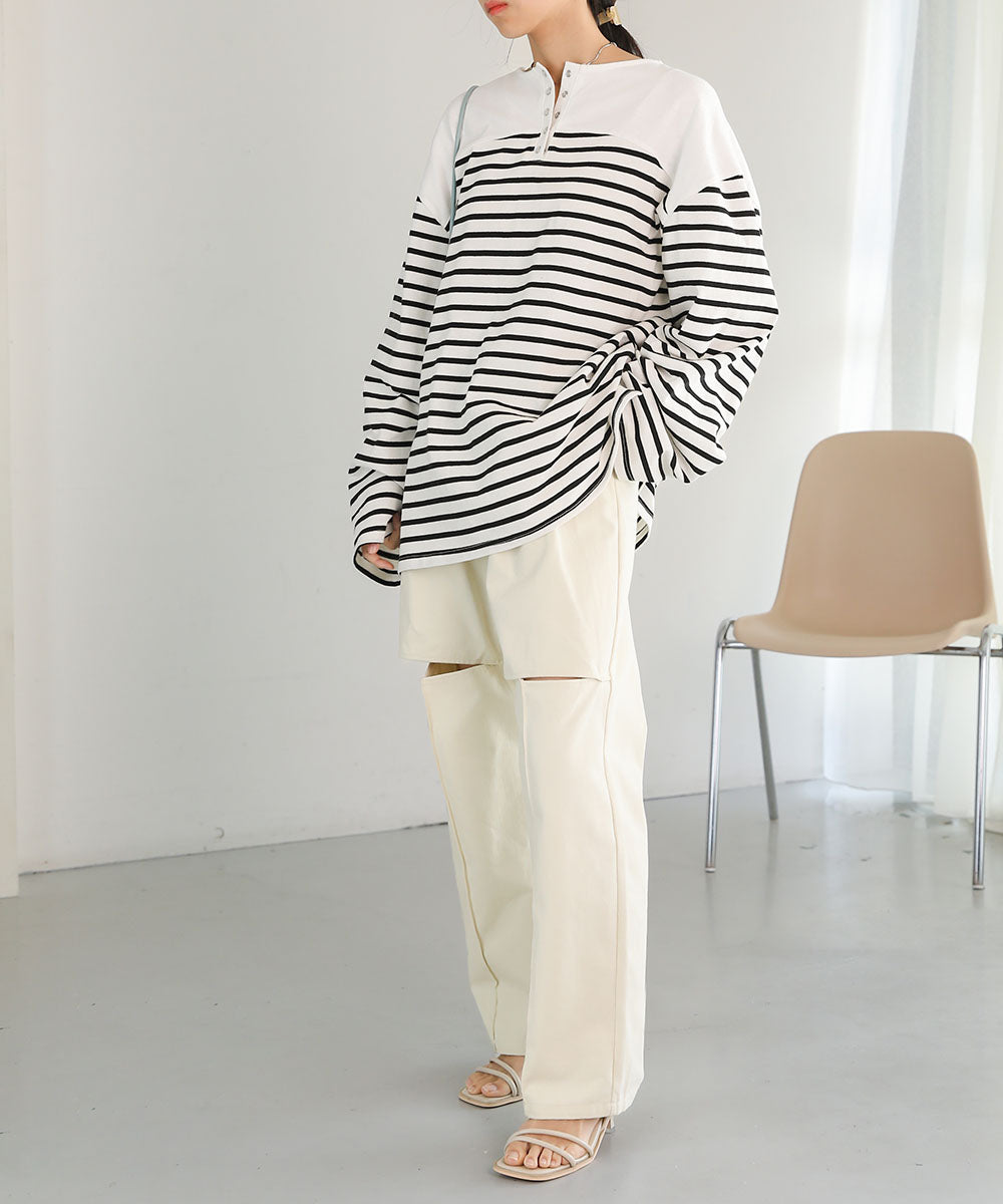 KNEE-SLIT PANTS