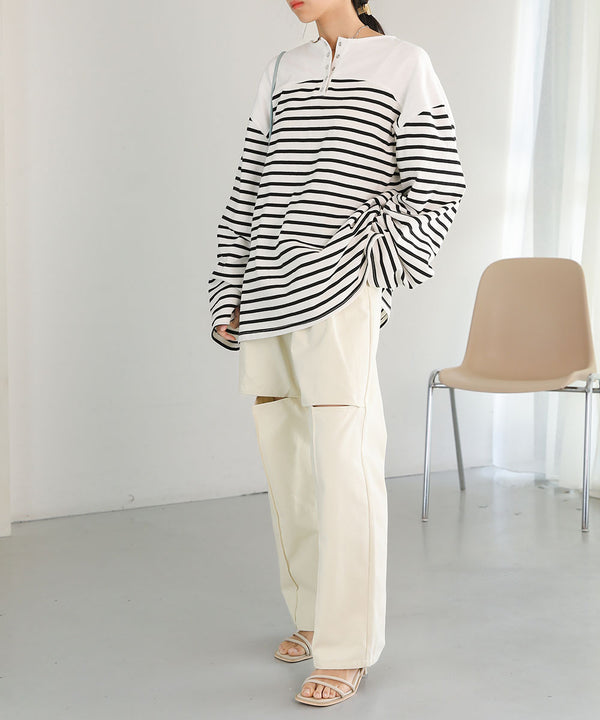 KNEE-SLIT PANTS