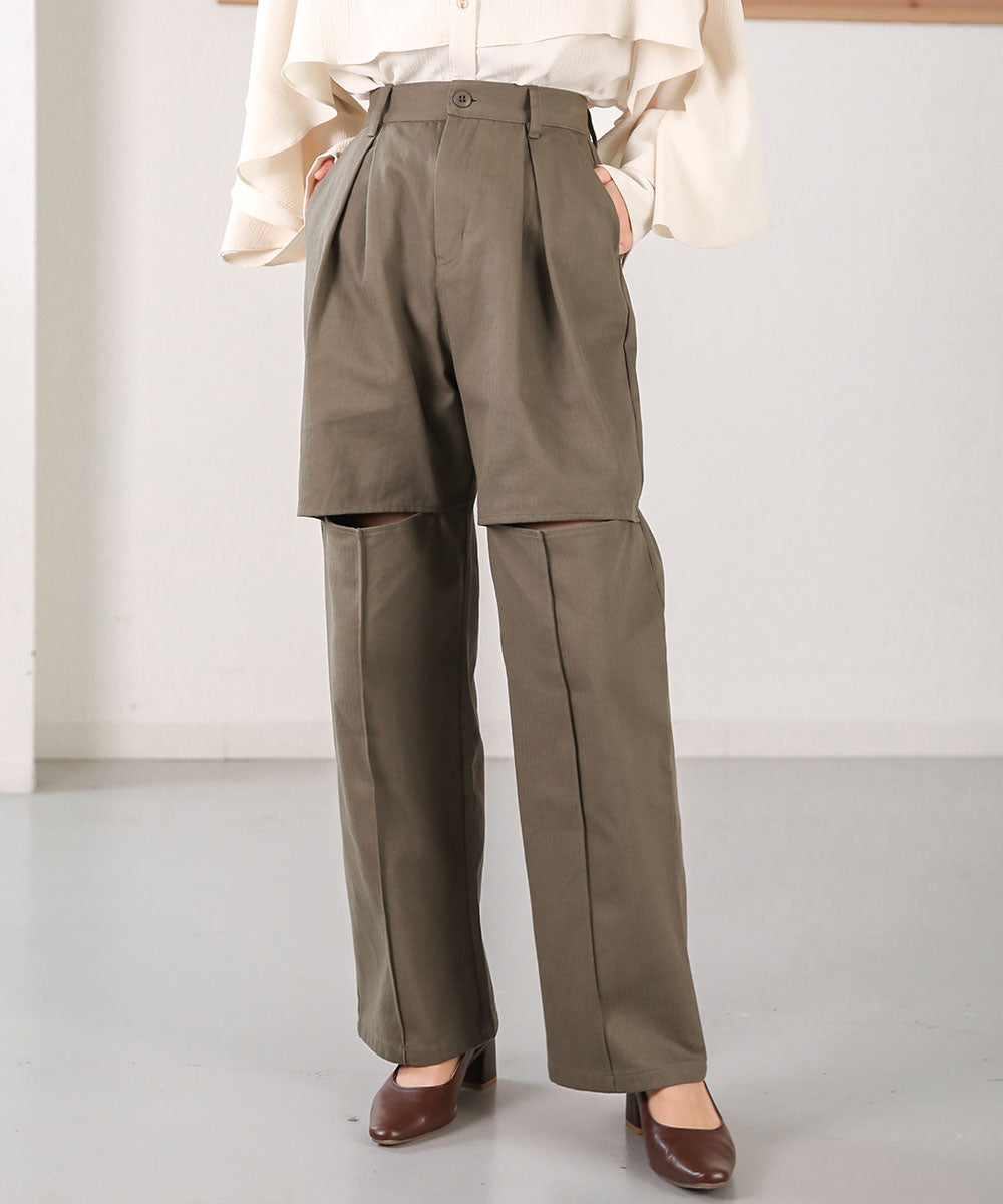 KNEE-SLIT PANTS