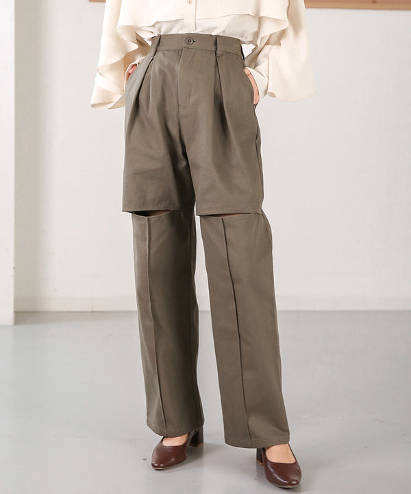KNEE-SLIT PANTS