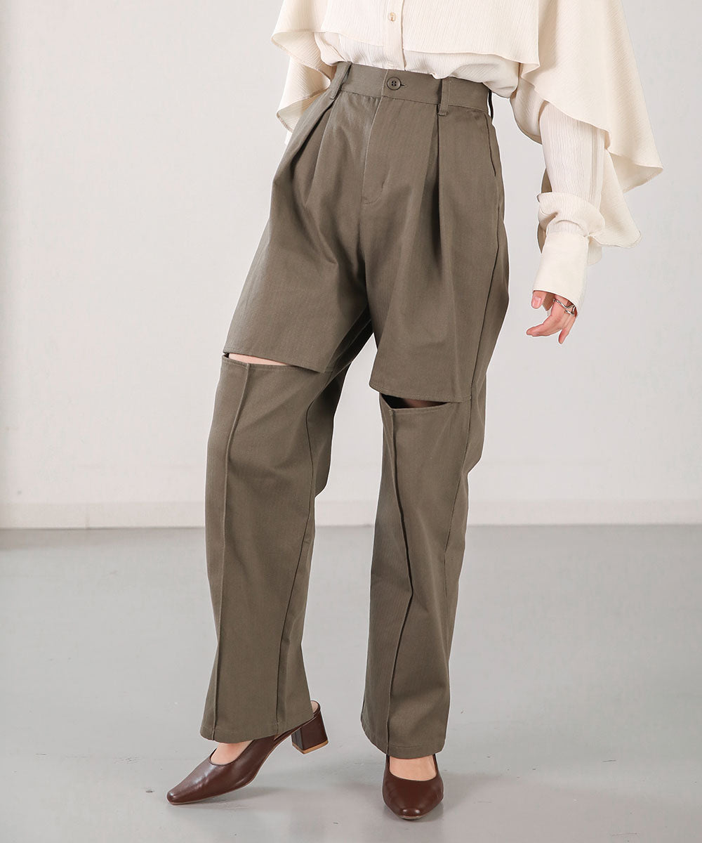 KNEE-SLIT PANTS