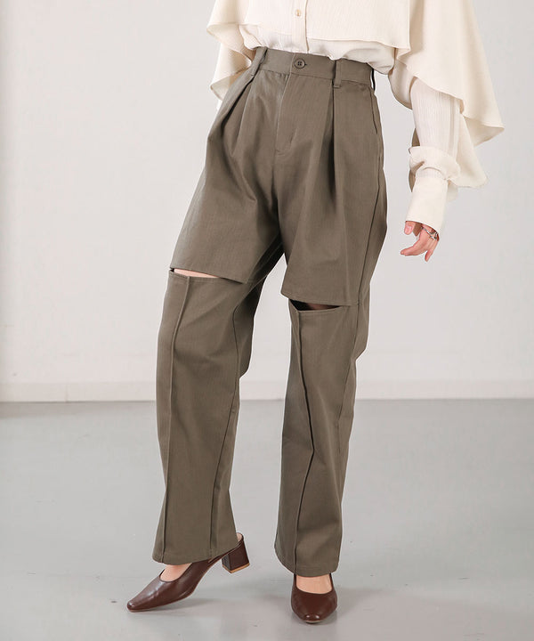 KNEE-SLIT PANTS