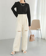 KNEE-SLIT PANTS