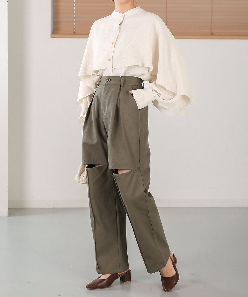 KNEE-SLIT PANTS