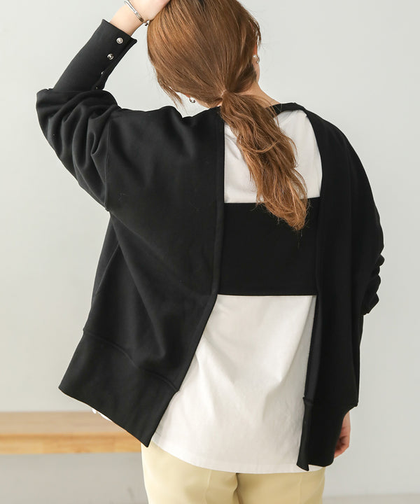 BACK OPEN SWEAT TOP
