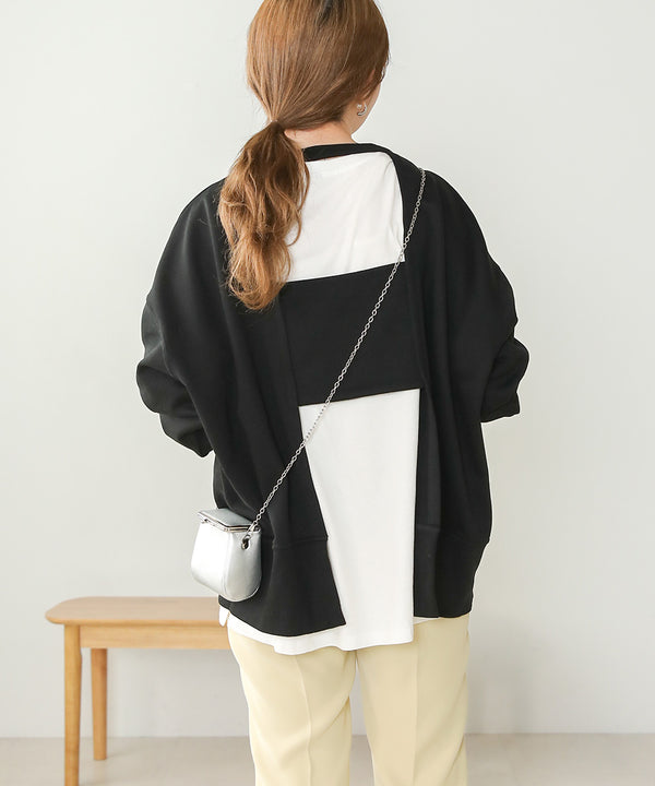 BACK OPEN SWEAT TOP