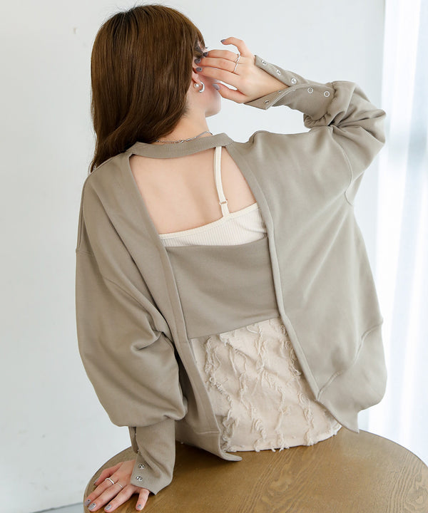 BACK OPEN SWEAT TOP