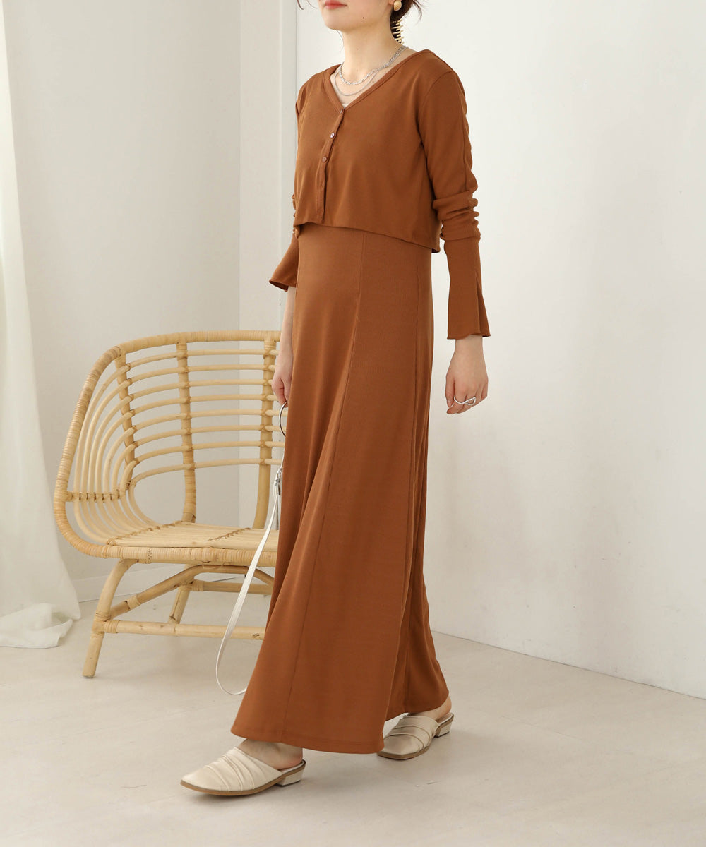 CARDIGAN SET RIB ONEPIECE