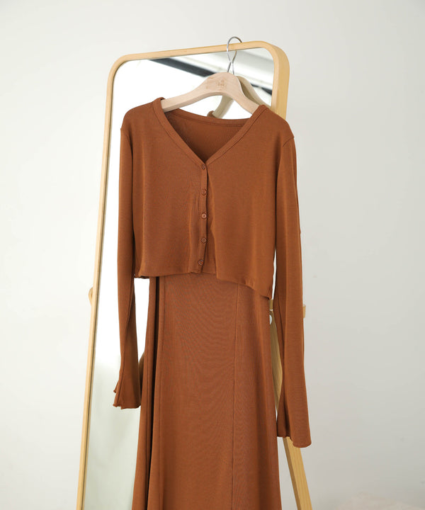CARDIGAN SET RIB ONEPIECE