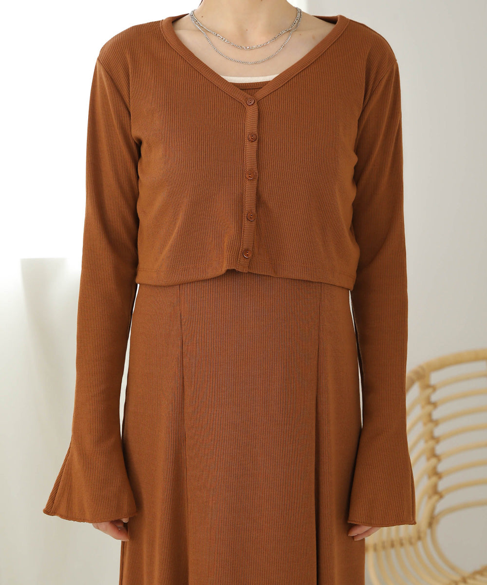 CARDIGAN SET RIB ONEPIECE