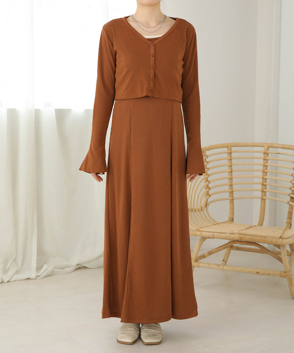 CARDIGAN SET RIB ONEPIECE