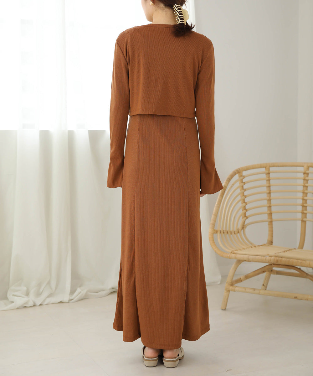 CARDIGAN SET RIB ONEPIECE