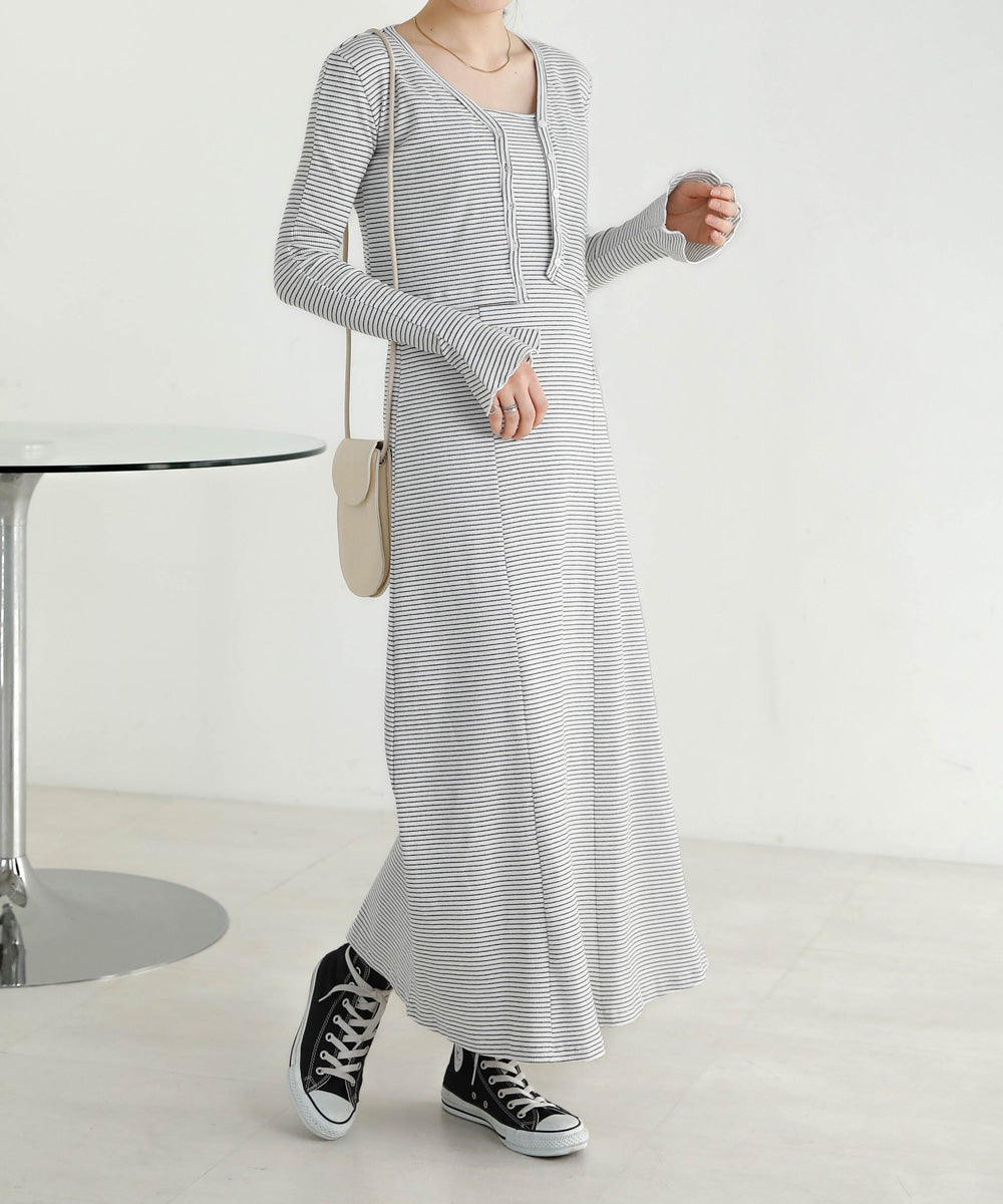 CARDIGAN SET RIB ONEPIECE