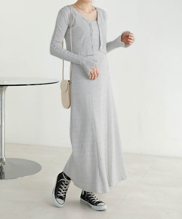 CARDIGAN SET RIB ONEPIECE