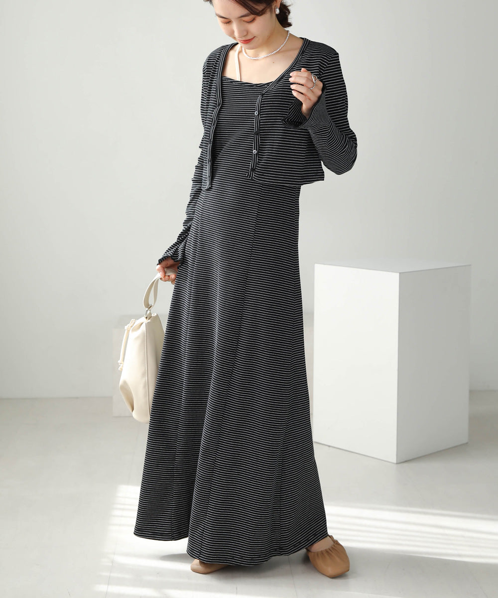 CARDIGAN SET RIB ONEPIECE