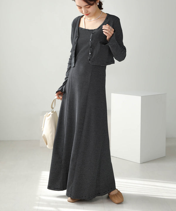 CARDIGAN SET RIB ONEPIECE