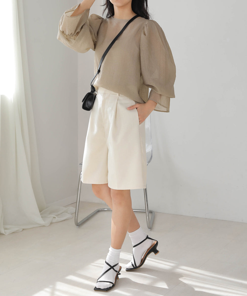 LINEN-LIKE TWEED SHORTS