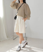 LINEN-LIKE TWEED SHORTS