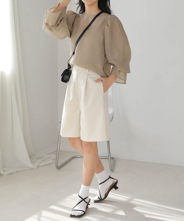 LINEN-LIKE TWEED SHORTS