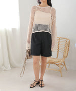 LINEN-LIKE TWEED SHORTS