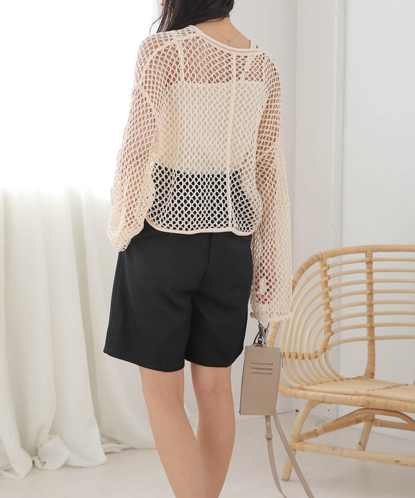 LINEN-LIKE TWEED SHORTS