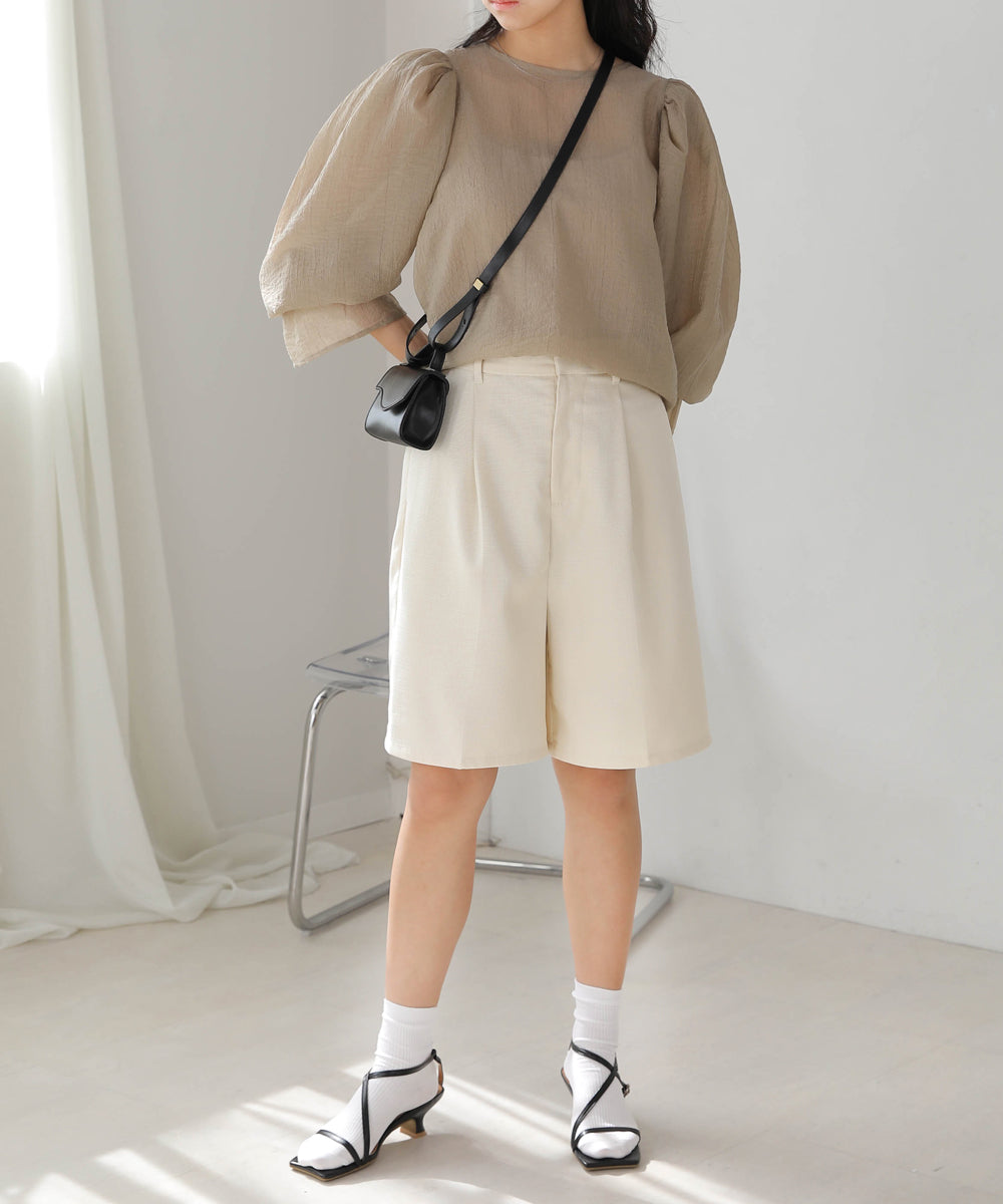 LINEN-LIKE TWEED SHORTS