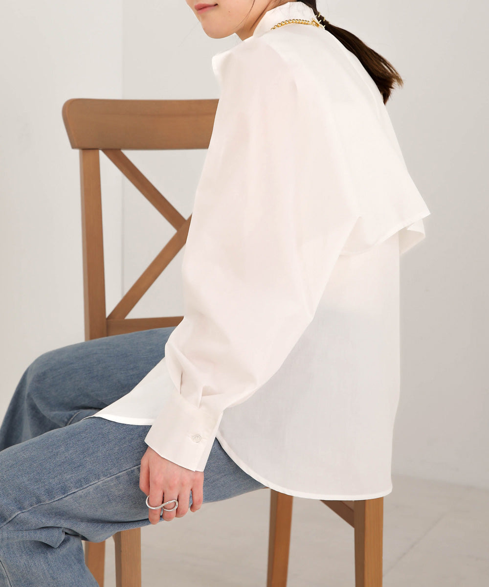 LAYERED STRIPES CAPE SHIRT