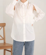 LAYERED STRIPES CAPE SHIRT